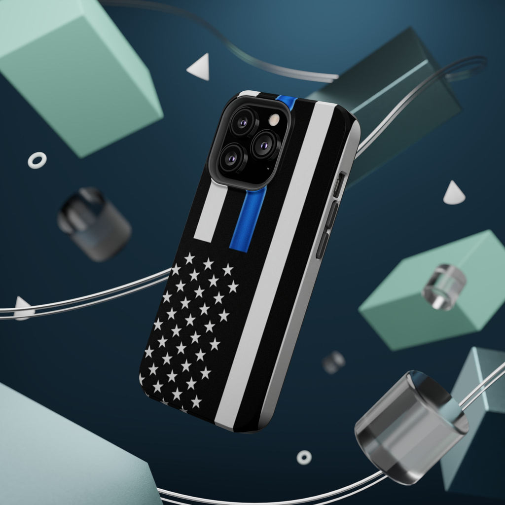 Thin Blue Line Magnetic Phone Case — Impact‑Resistant Protective Cover for iPhone