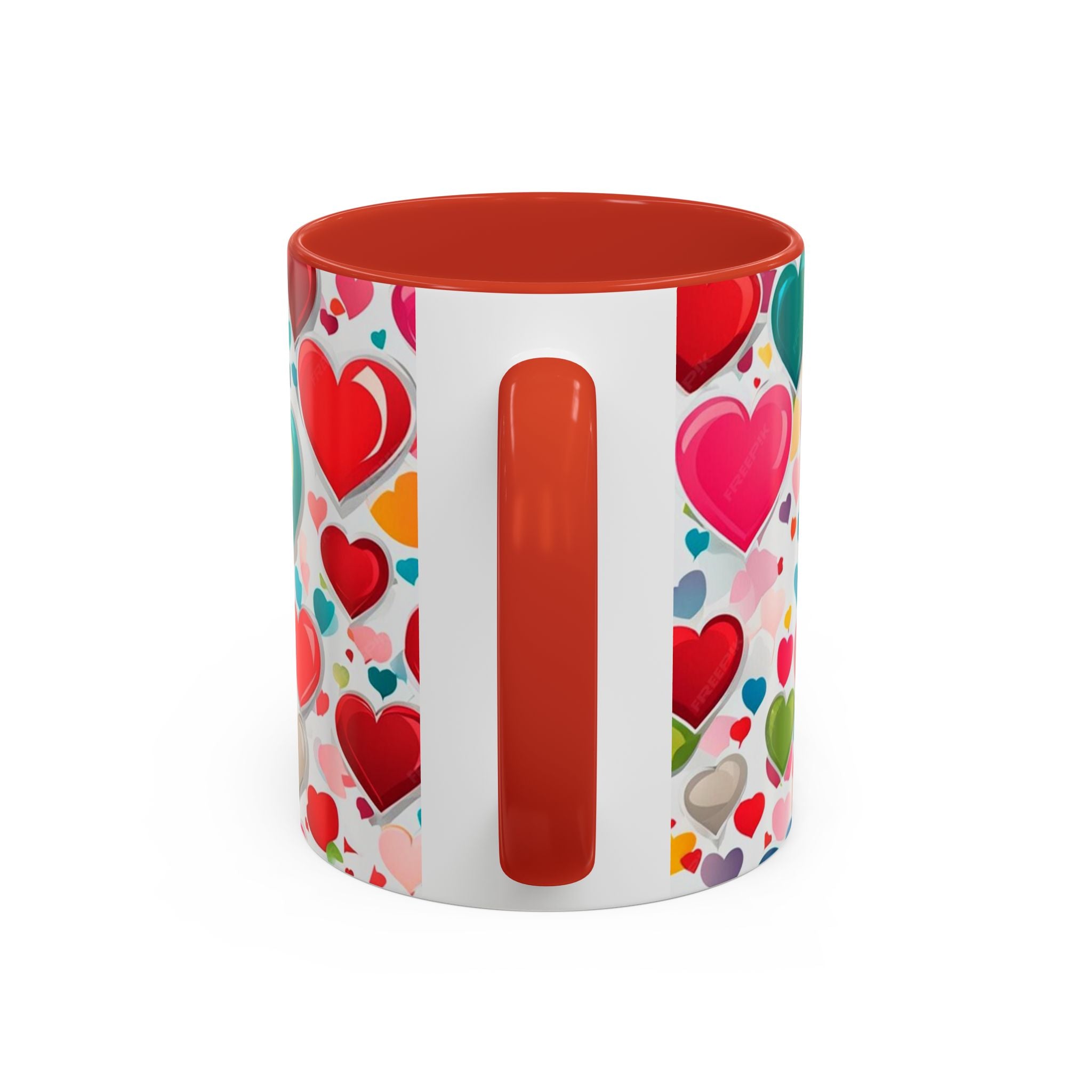 Colorful Heart Accent Coffee Mug – Valentine’s Day Love Gift (11/15 oz)