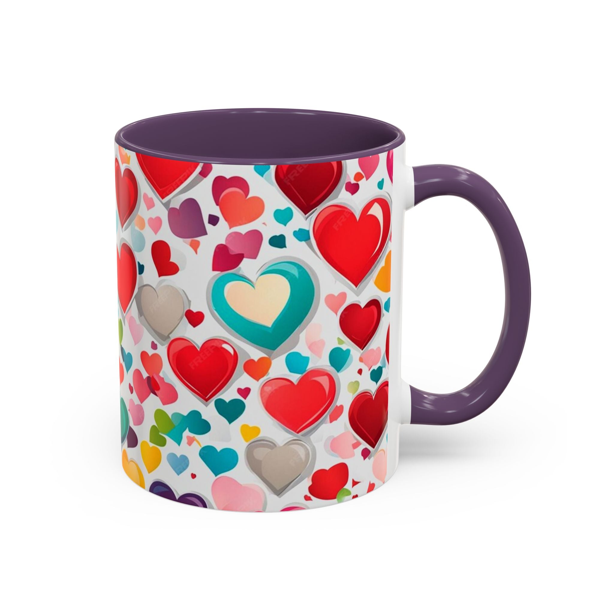 Colorful Heart Accent Coffee Mug – Valentine’s Day Love Gift (11/15 oz)