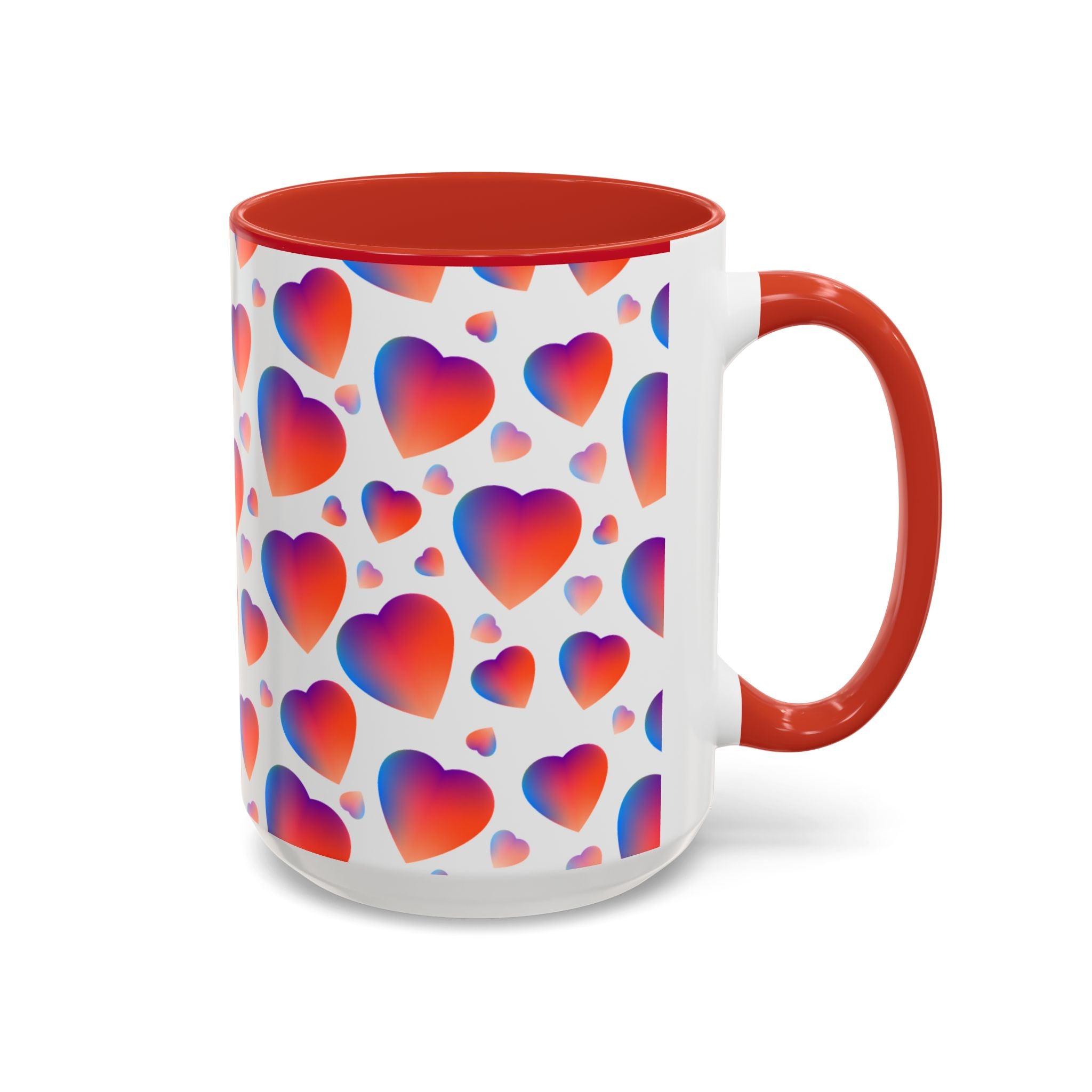 Colorful Fub Heart Accent Coffee Mug – Valentine’s Day Love Gift (11/15 oz)