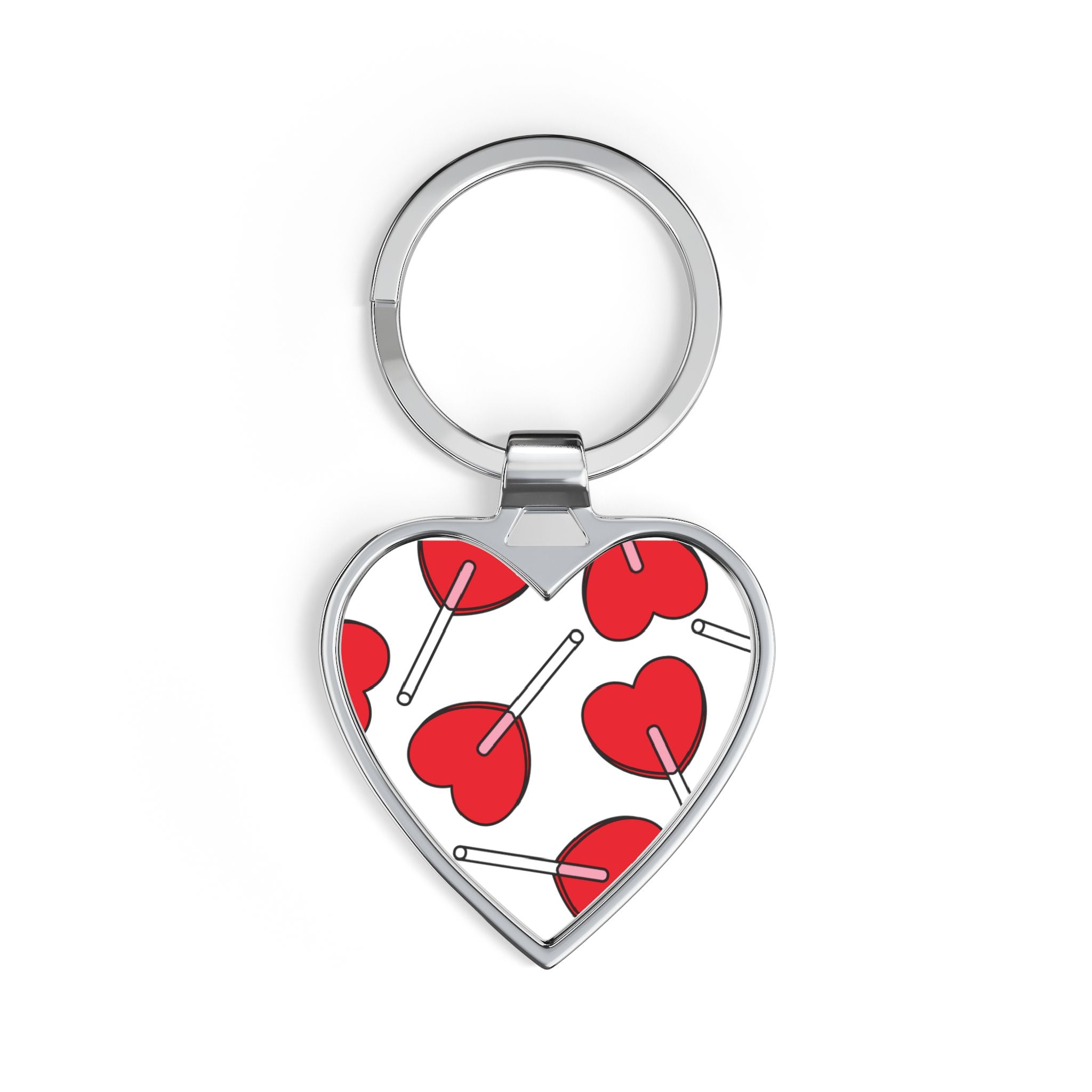 Heart Lollipop Pattern Keychain — Cute Valentine Heart Keyring