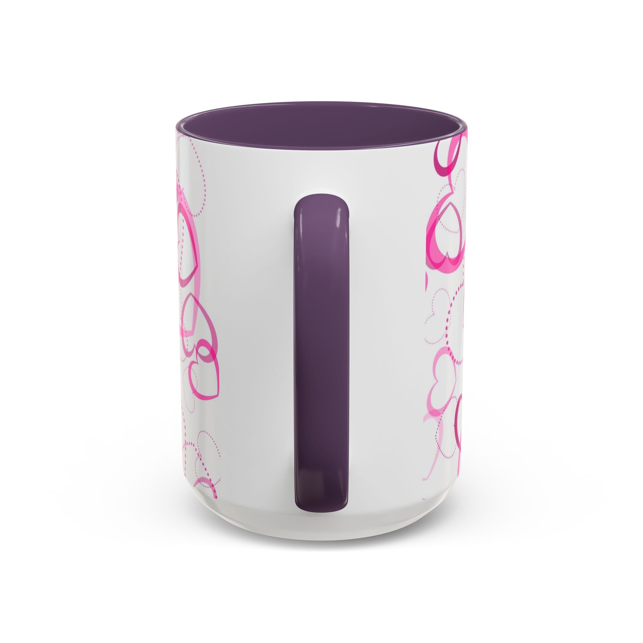 Pink Heart Pattern Accent 11oz & 15oz Coffee Mug