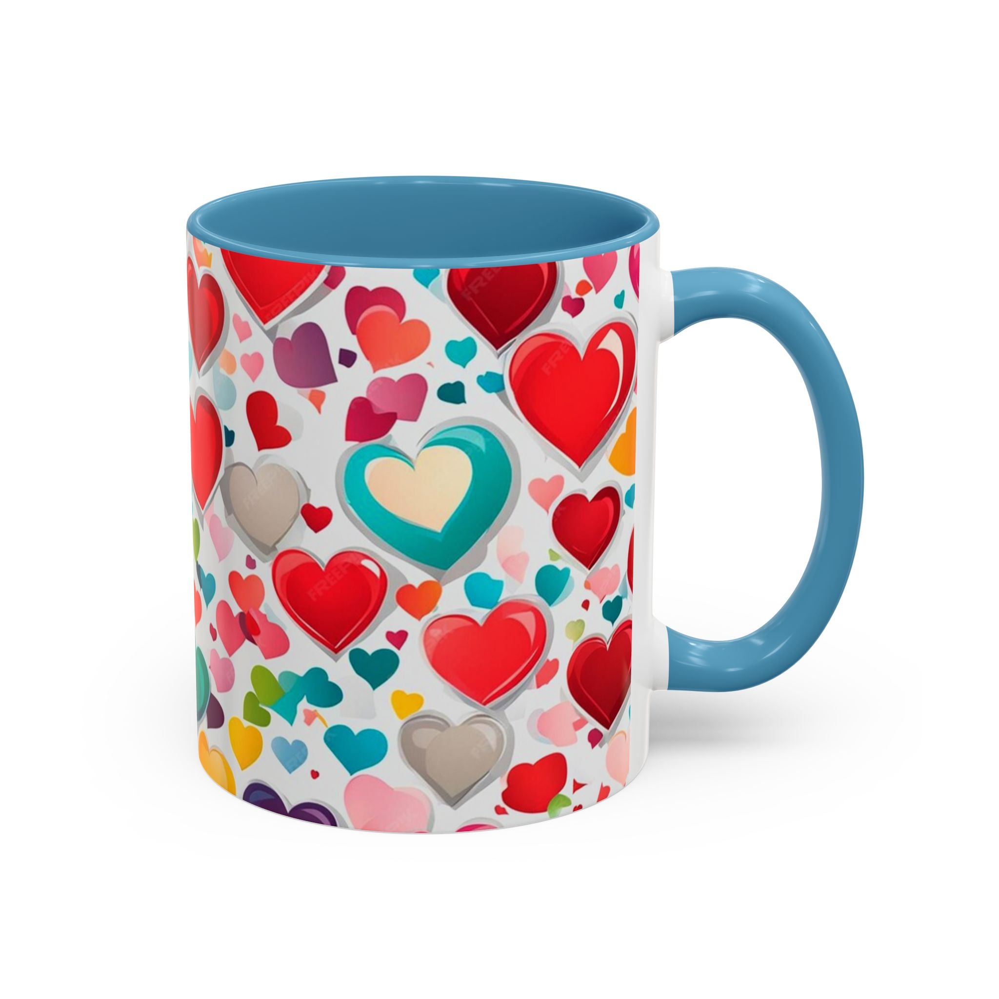 Colorful Heart Accent Coffee Mug – Valentine’s Day Love Gift (11/15 oz)