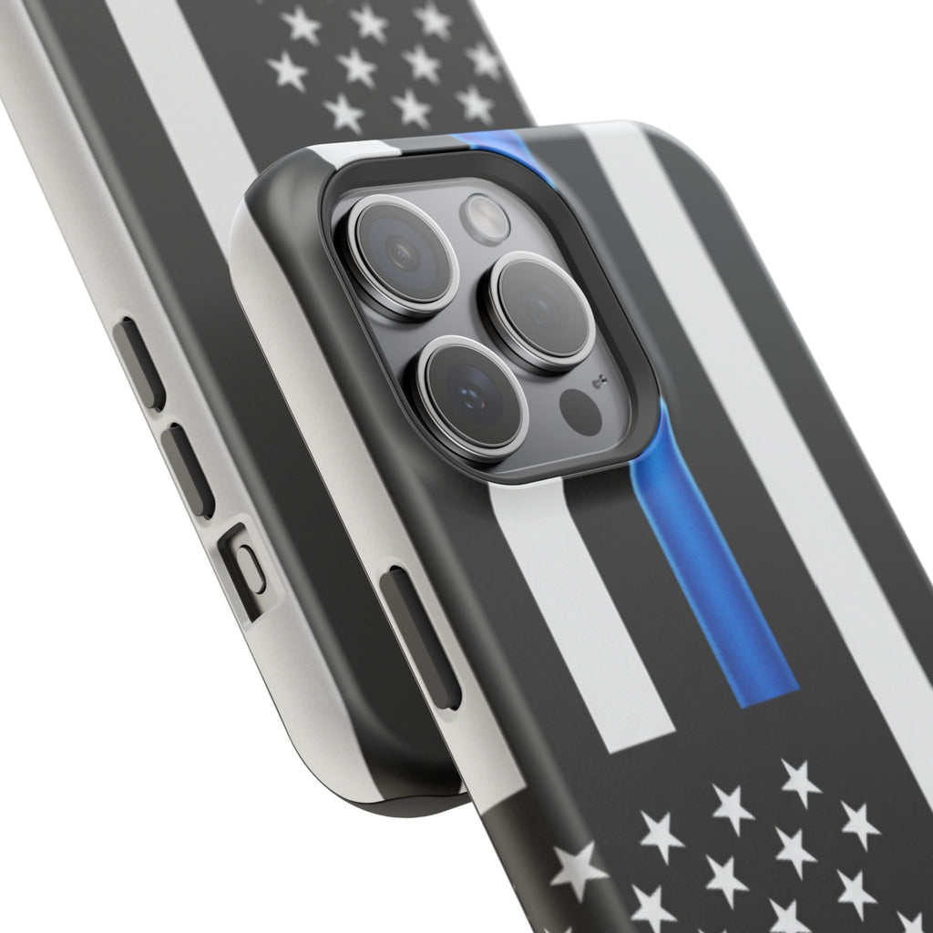 Thin Blue Line Magnetic Phone Case — Impact‑Resistant Protective Cover for iPhone