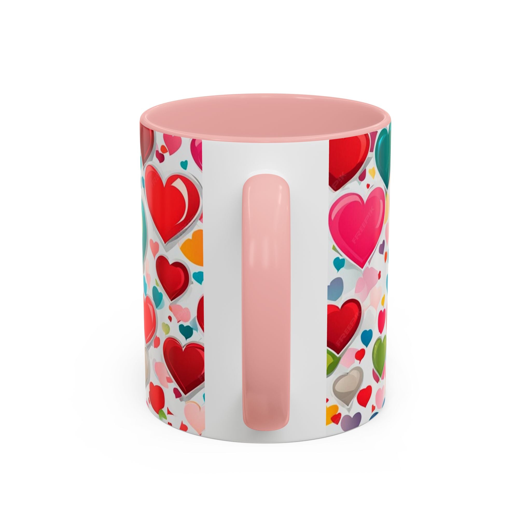 Colorful Heart Accent Coffee Mug – Valentine’s Day Love Gift (11/15 oz)