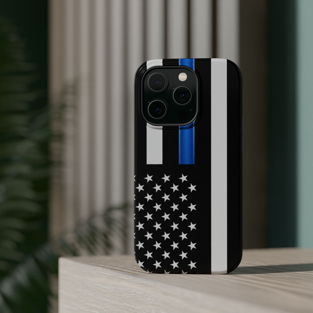 Thin Blue Line Magnetic Phone Case — Impact‑Resistant Protective Cover for iPhone