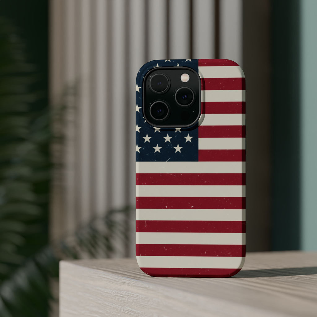 American Flag Magnetic Impact-Resistant Phone Case — USA Stars & Stripes Protection Fits iPhones