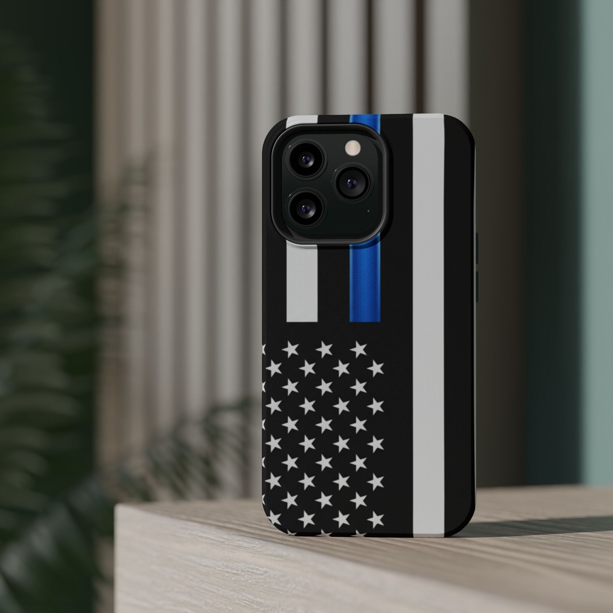 Thin Blue Line Magnetic Phone Case — Impact‑Resistant Protective Cover for iPhone