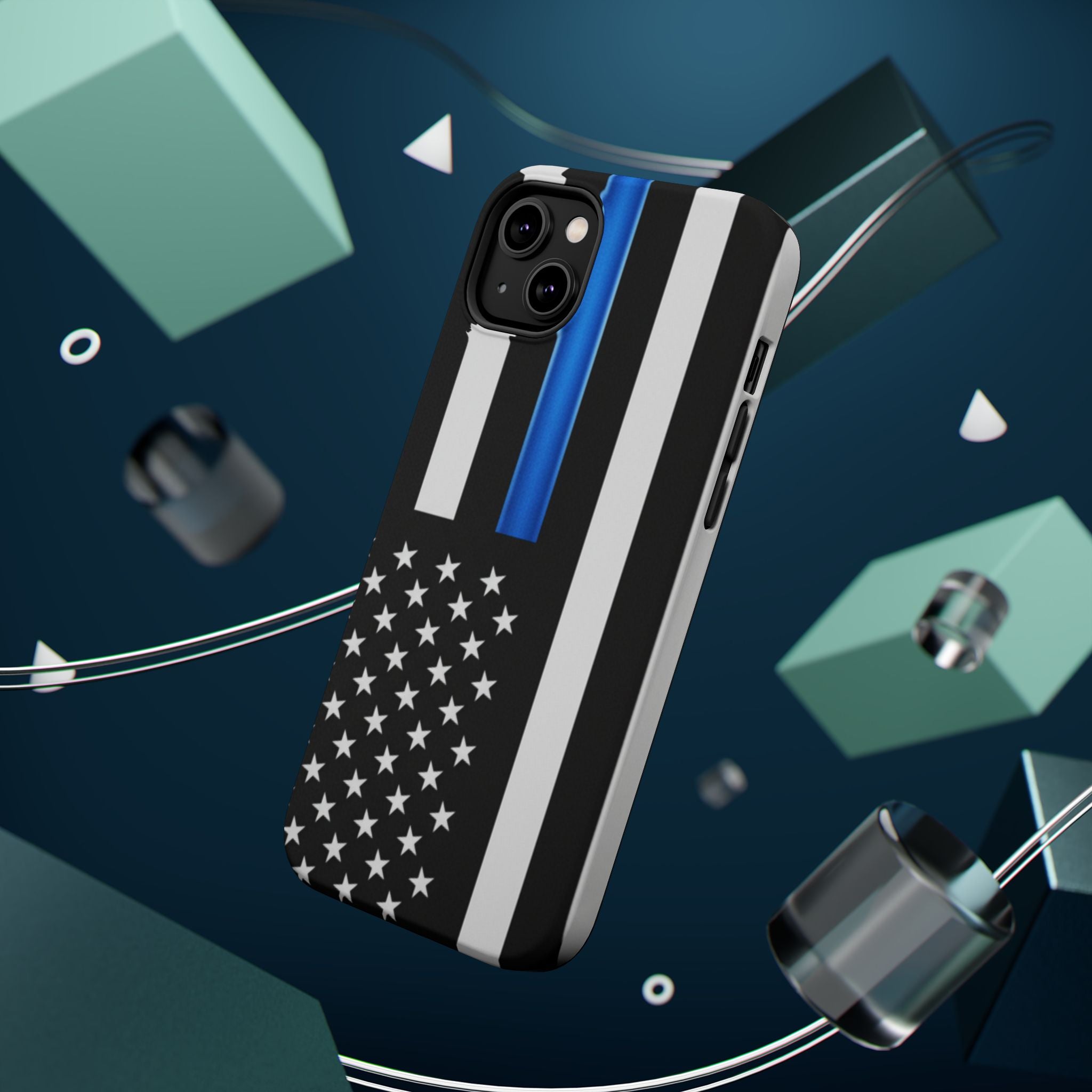 Thin Blue Line Magnetic Phone Case — Impact‑Resistant Protective Cover for iPhone