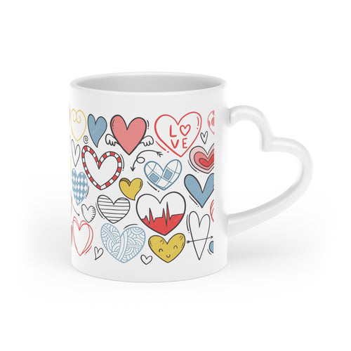 11oz Patchwork Heart-Shaped Handle Mug