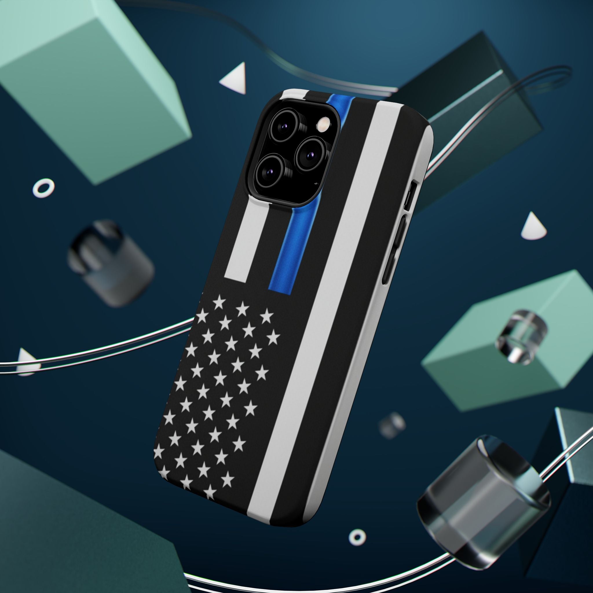 Thin Blue Line Magnetic Phone Case — Impact‑Resistant Protective Cover for iPhone