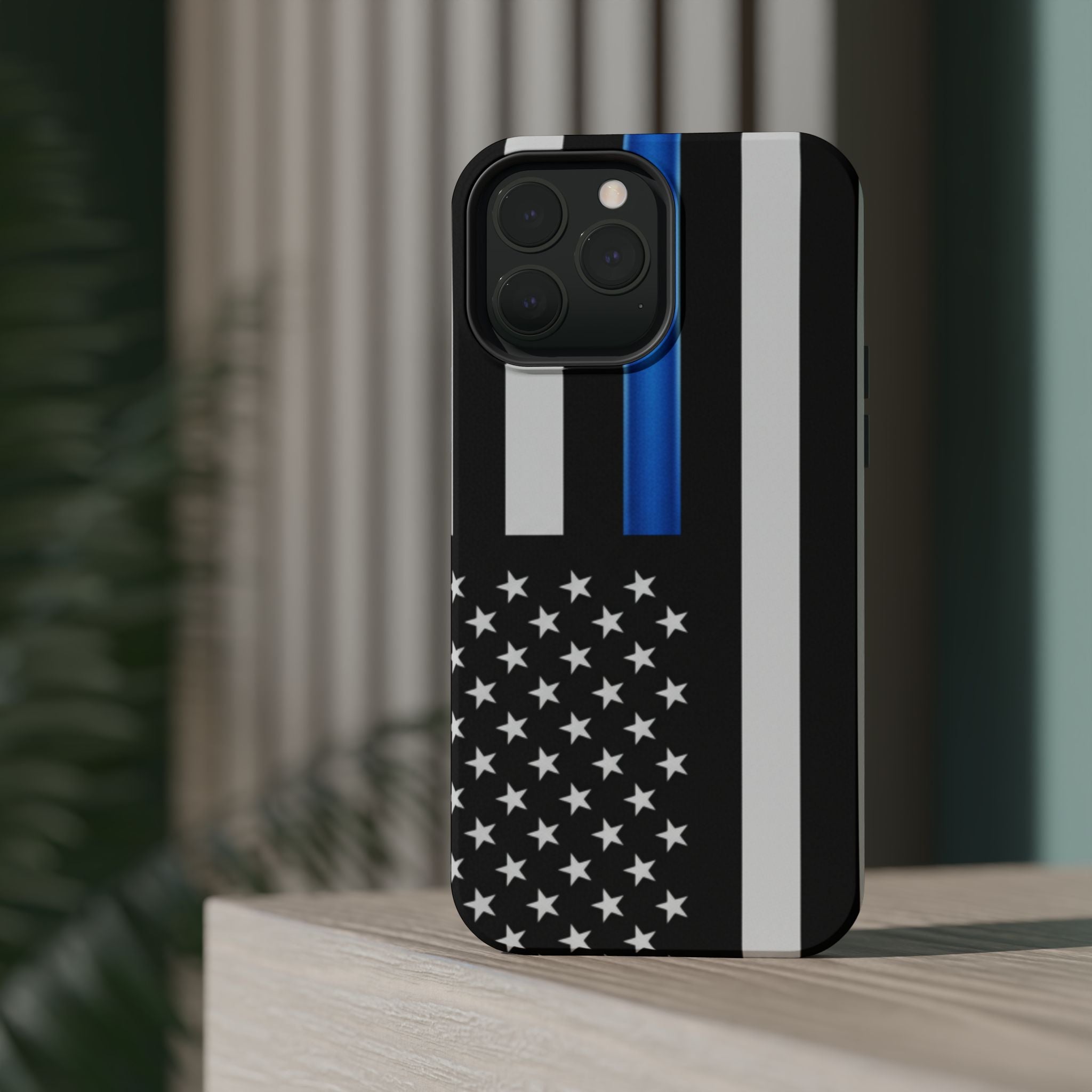 Thin Blue Line Magnetic Phone Case — Impact‑Resistant Protective Cover for iPhone