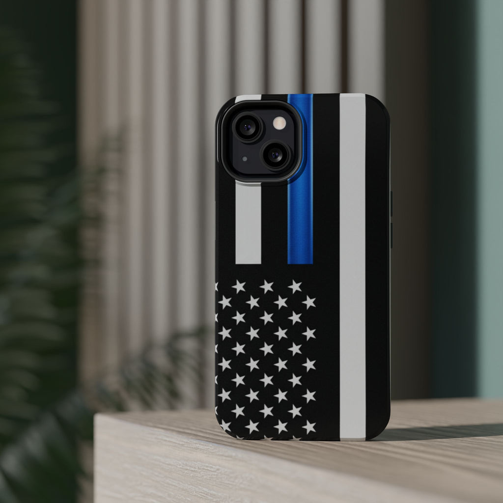 Thin Blue Line Magnetic Phone Case — Impact‑Resistant Protective Cover for iPhone