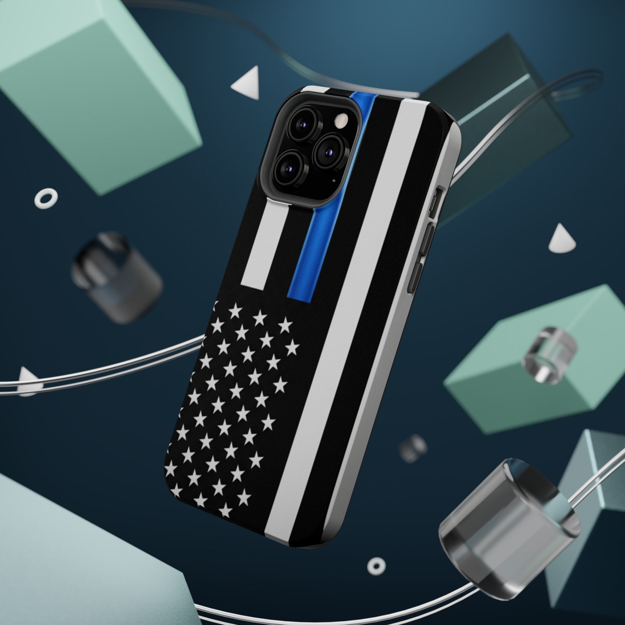 Thin Blue Line Magnetic Phone Case — Impact‑Resistant Protective Cover for iPhone