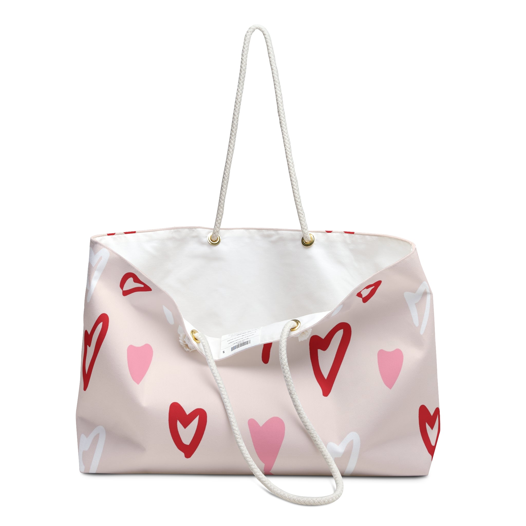 Heart Pattern Weekender Bag – Pink & Red Valentine Travel Tote