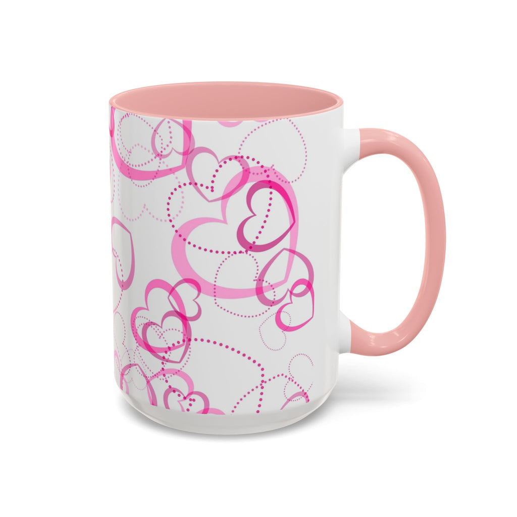 Pink Heart Pattern Accent 11oz & 15oz Coffee Mug