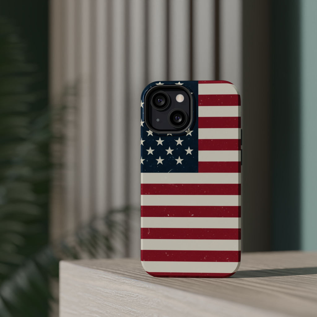 American Flag Magnetic Impact-Resistant Phone Case — USA Stars & Stripes Protection Fits iPhones