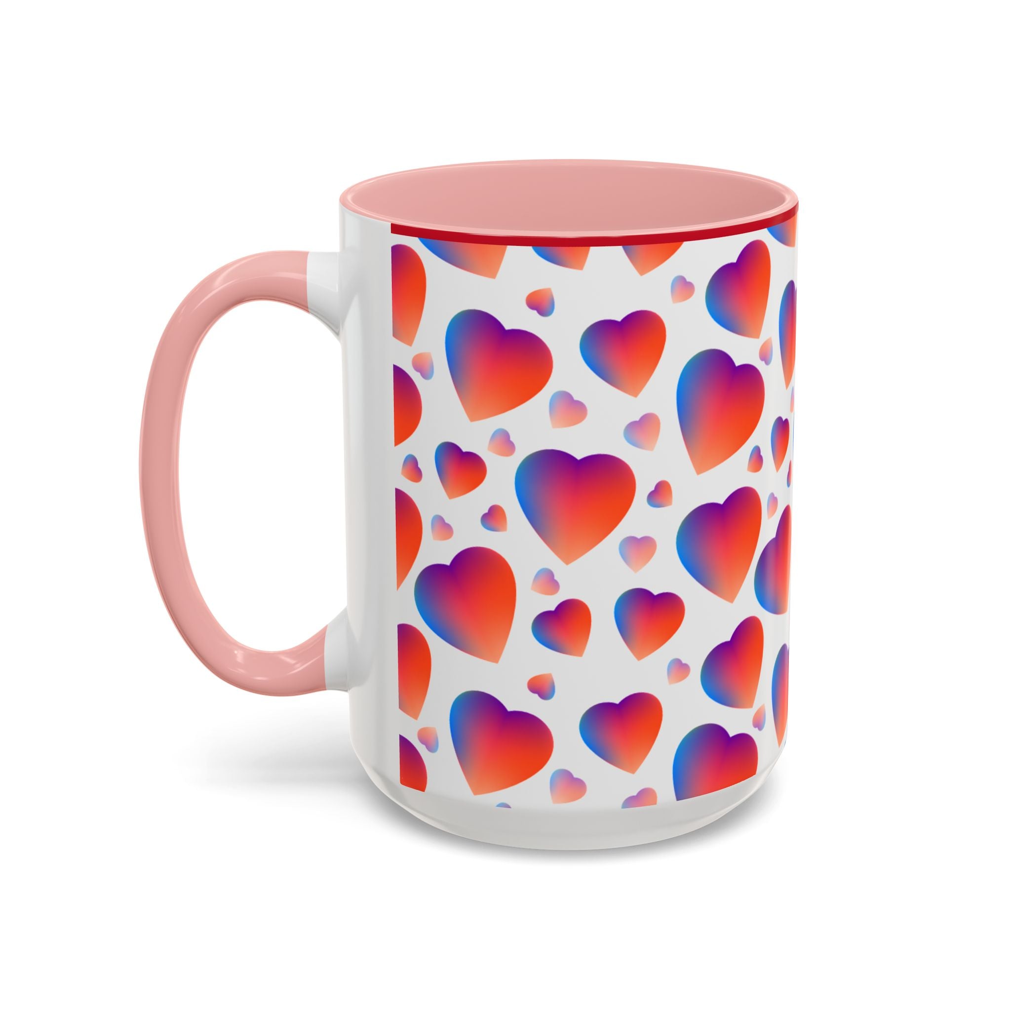 Pink Gradient Hearts Accent Coffee Mug 11oz & 15oz