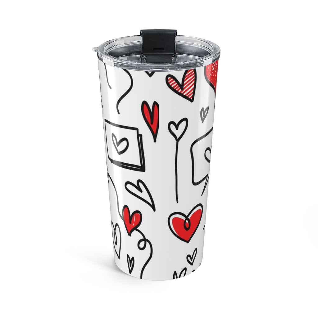 20oz Simple Heart Drawing Pattern Tumbler – Red and Black Travel Cup