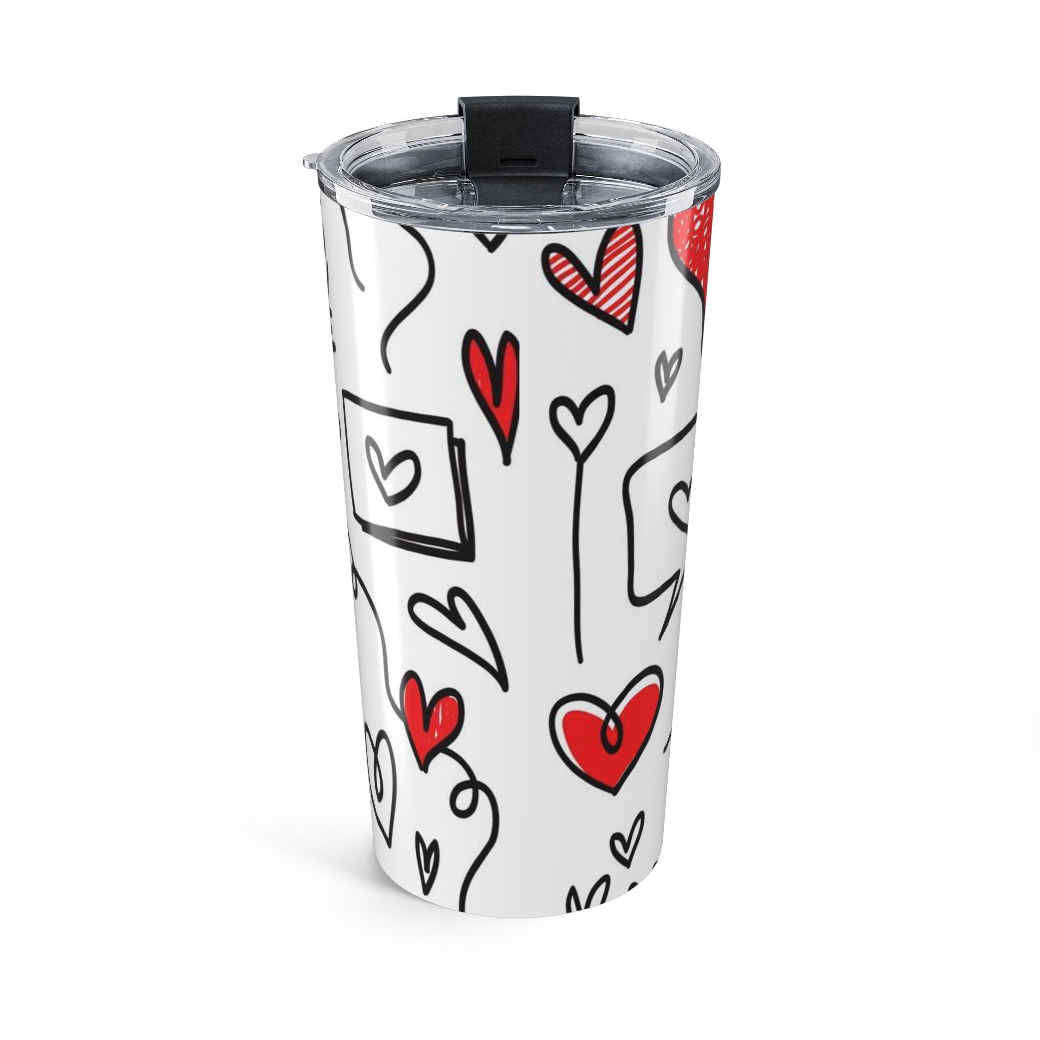 20oz Simple Heart Drawing Pattern Tumbler – Red and Black Travel Cup