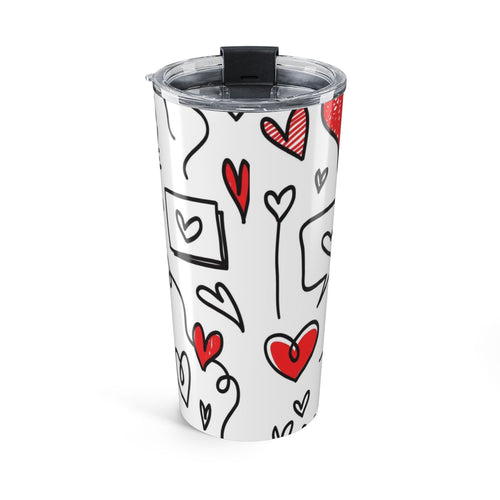20oz Simple Heart Drawing Pattern Tumbler – Red and Black Travel Cup