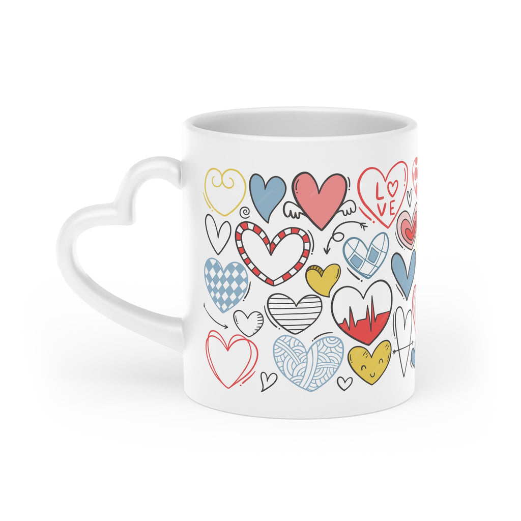 11oz Patchwork Heart-Shaped Handle Mug
