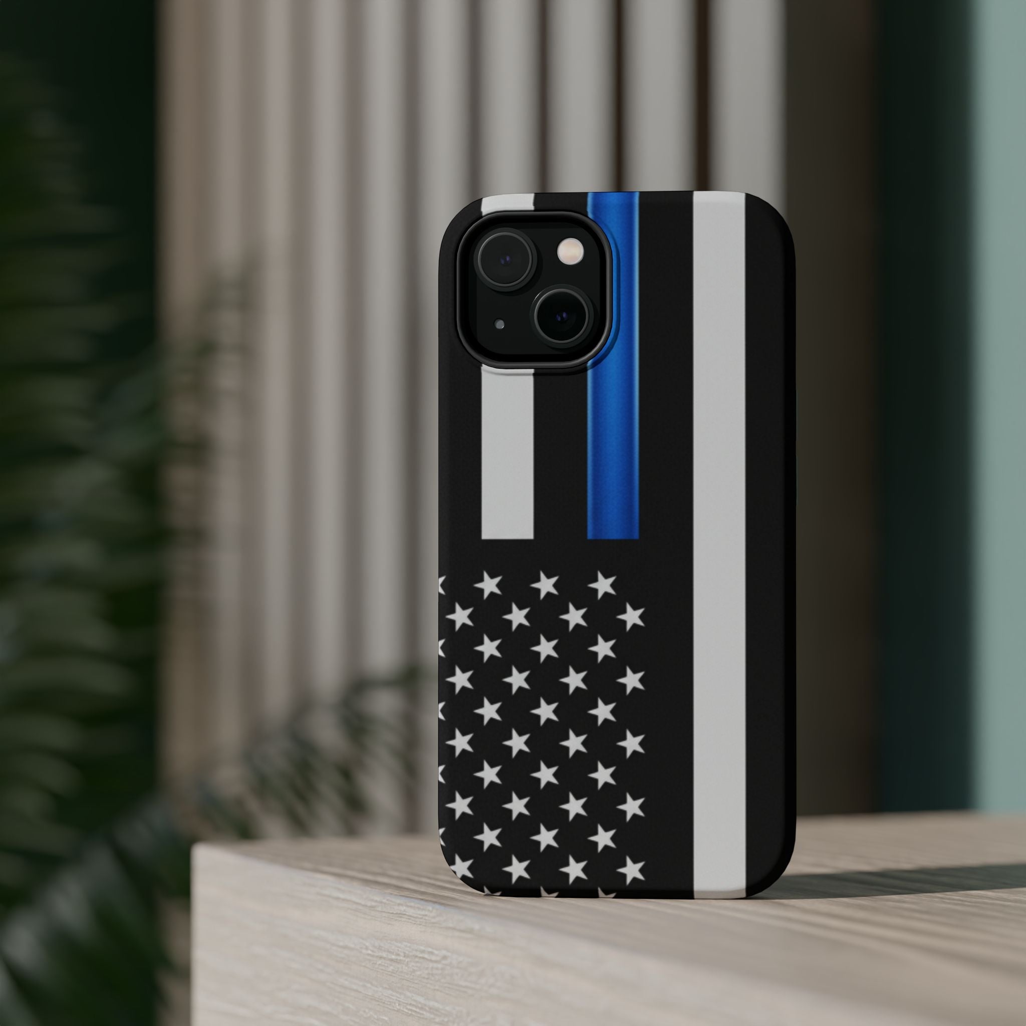 Thin Blue Line Magnetic Phone Case — Impact‑Resistant Protective Cover for iPhone