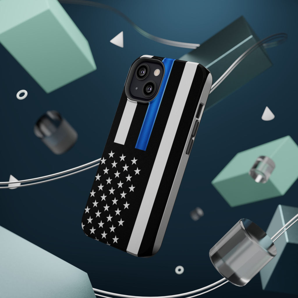 Thin Blue Line Magnetic Phone Case — Impact‑Resistant Protective Cover for iPhone