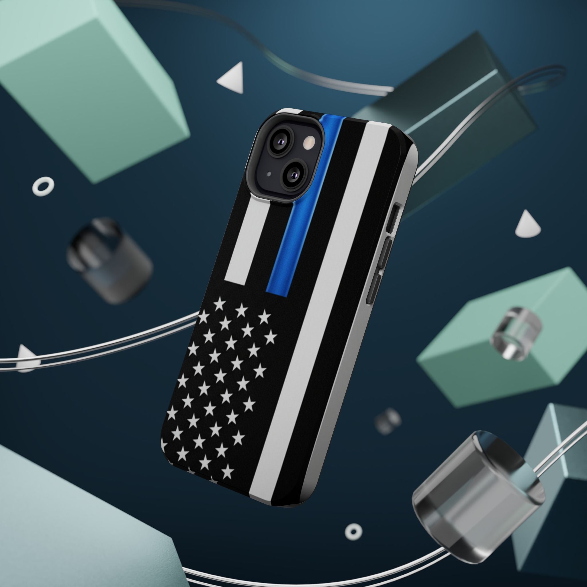 Thin Blue Line Magnetic Phone Case — Impact‑Resistant Protective Cover for iPhone