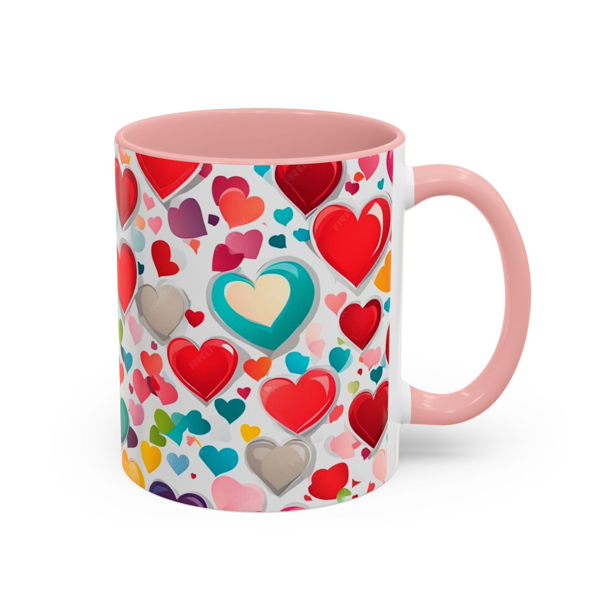 Colorful Heart Accent Coffee Mug – Valentine’s Day Love Gift (11/15 oz)
