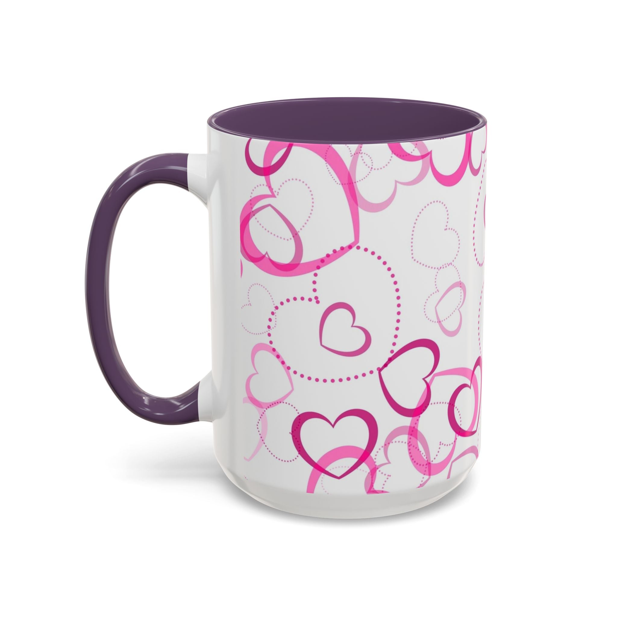 Pink Heart Pattern Accent 11oz & 15oz Coffee Mug