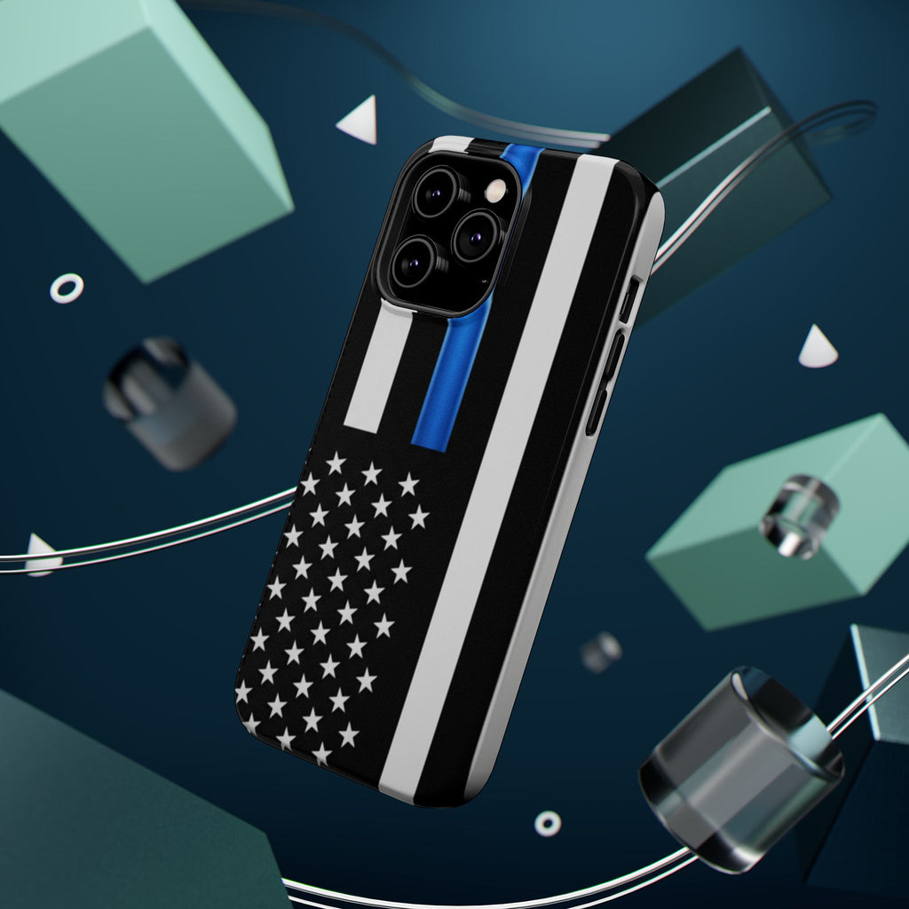 Thin Blue Line Magnetic Phone Case — Impact‑Resistant Protective Cover for iPhone