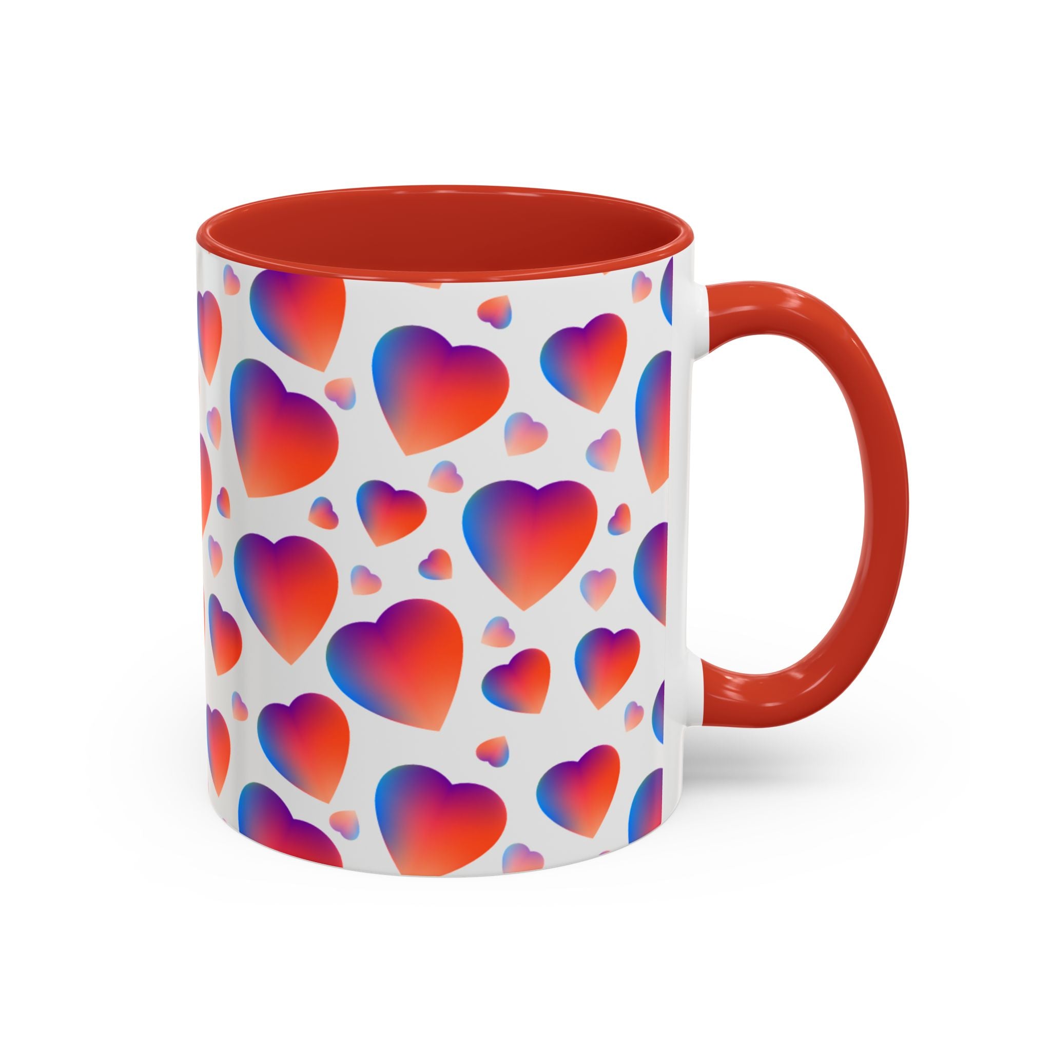 Colorful Fub Heart Accent Coffee Mug – Valentine’s Day Love Gift (11/15 oz)