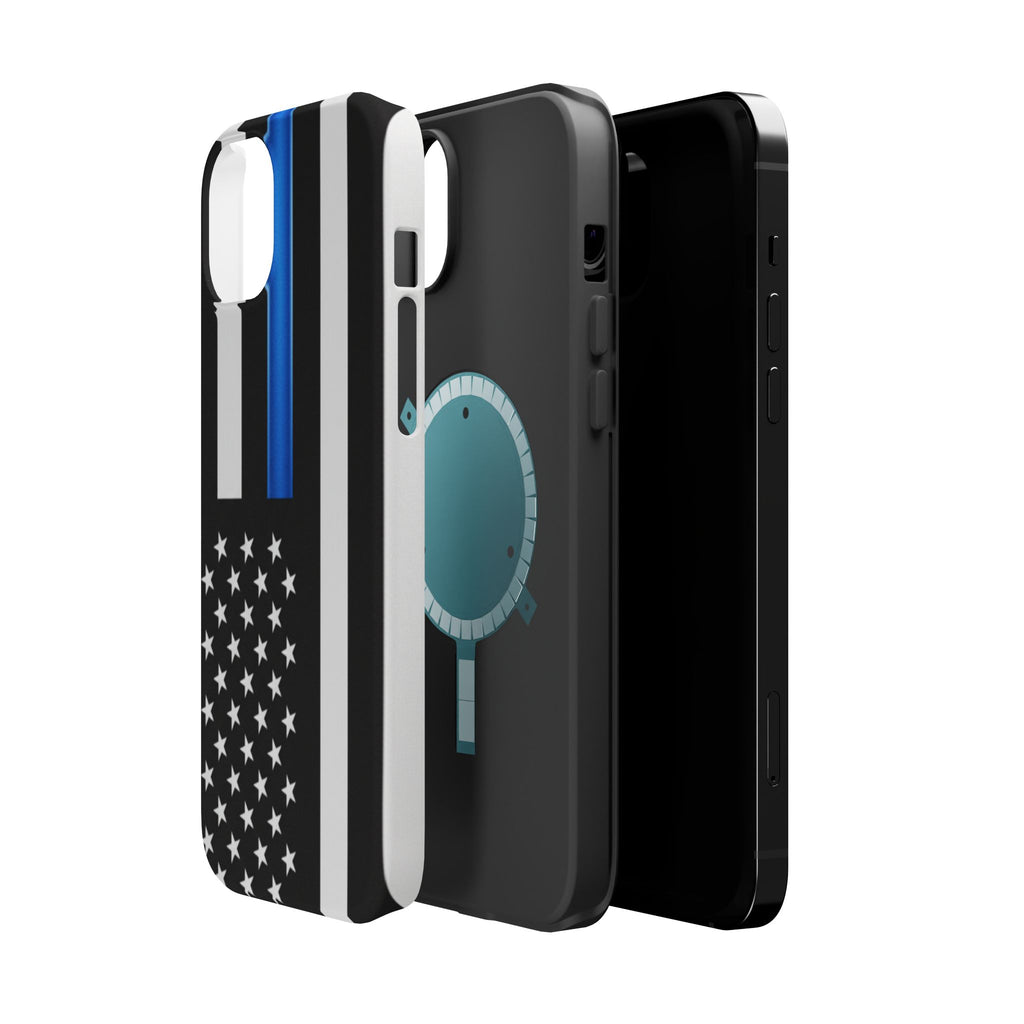 Thin Blue Line Magnetic Phone Case — Impact‑Resistant Protective Cover for iPhone