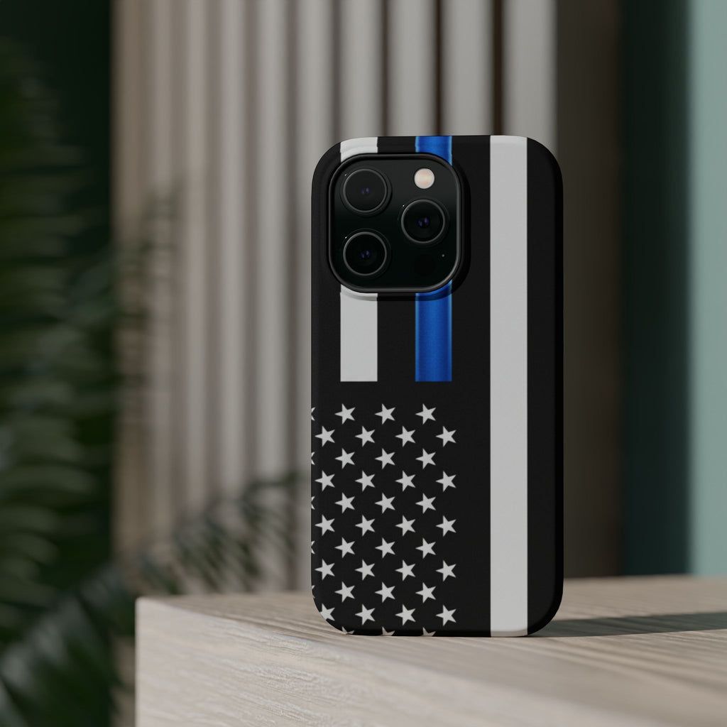 Thin Blue Line Magnetic Phone Case — Impact‑Resistant Protective Cover for iPhone