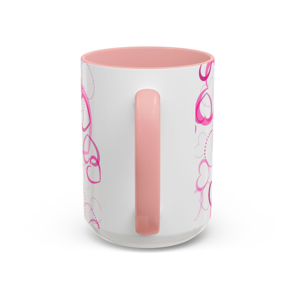 Pink Heart Pattern Accent 11oz & 15oz Coffee Mug