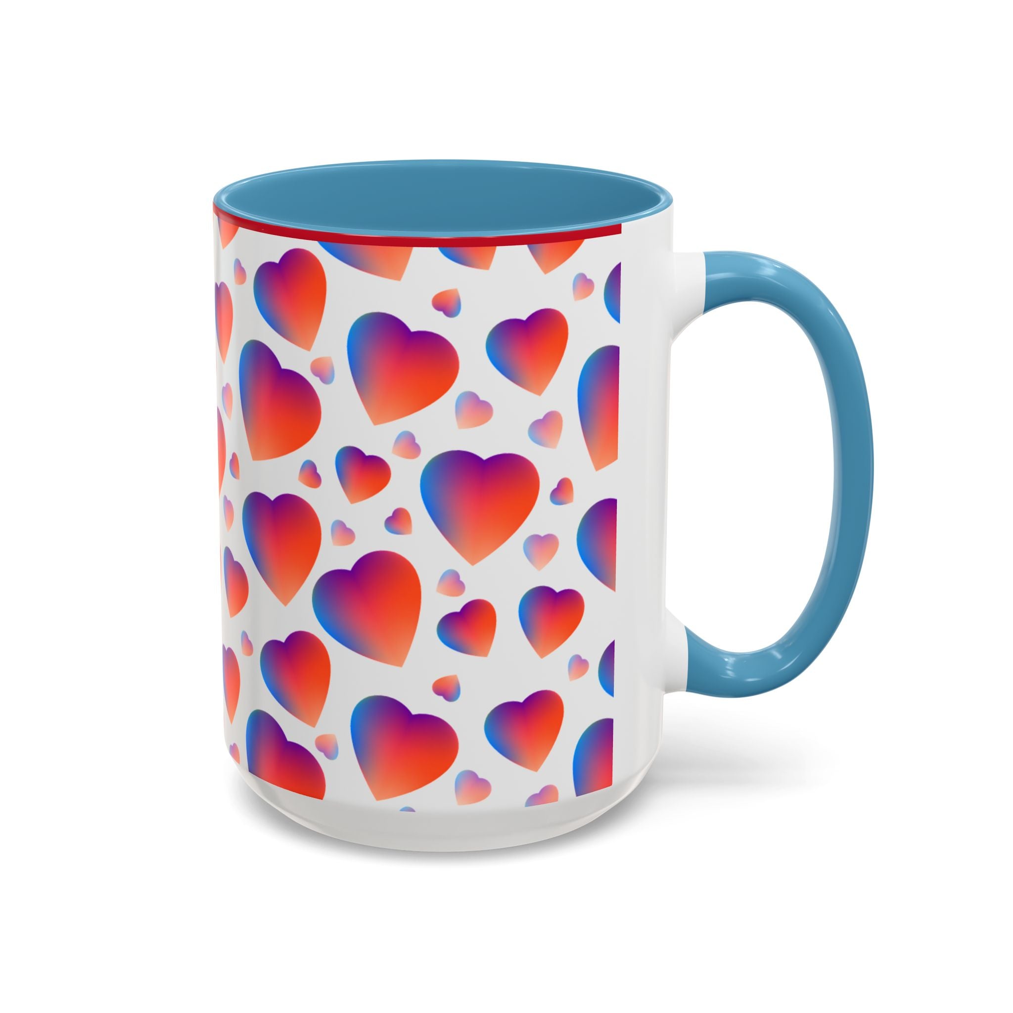 Colorful Fub Heart Accent Coffee Mug – Valentine’s Day Love Gift (11/15 oz)