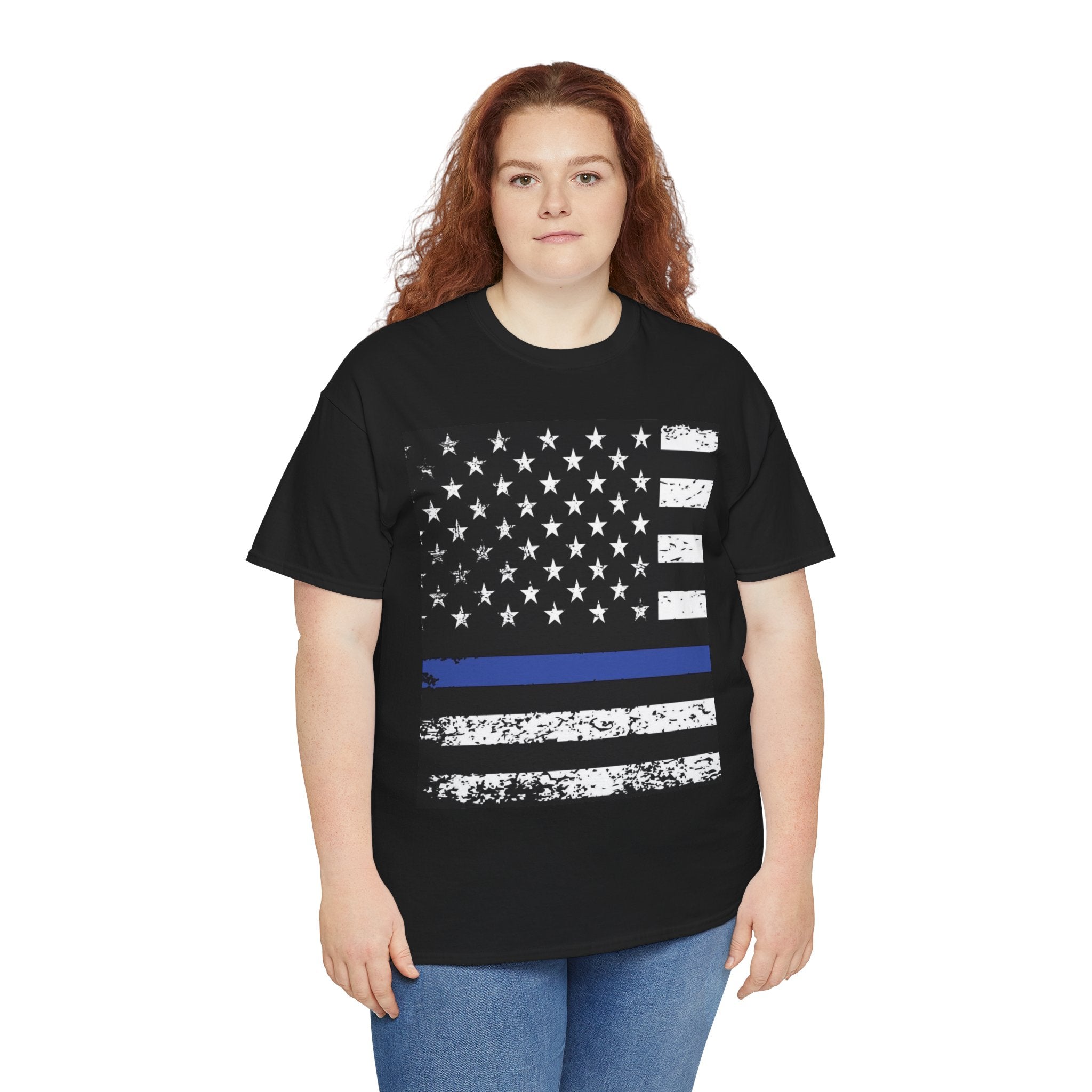I Support the Blue Line Front & Back Unisex Heavy Cotton Tee