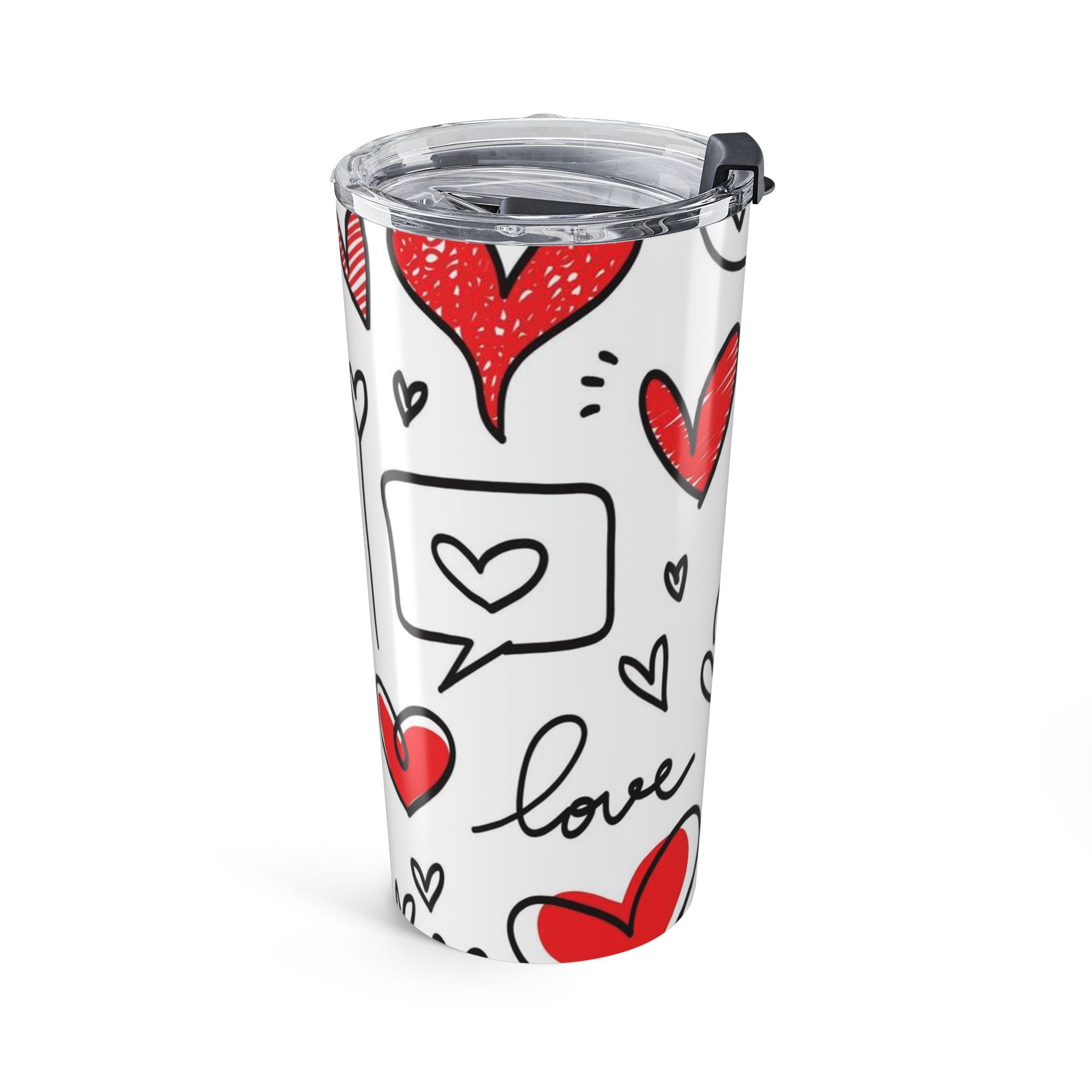 20oz Simple Heart Drawing Pattern Tumbler – Red and Black Travel Cup