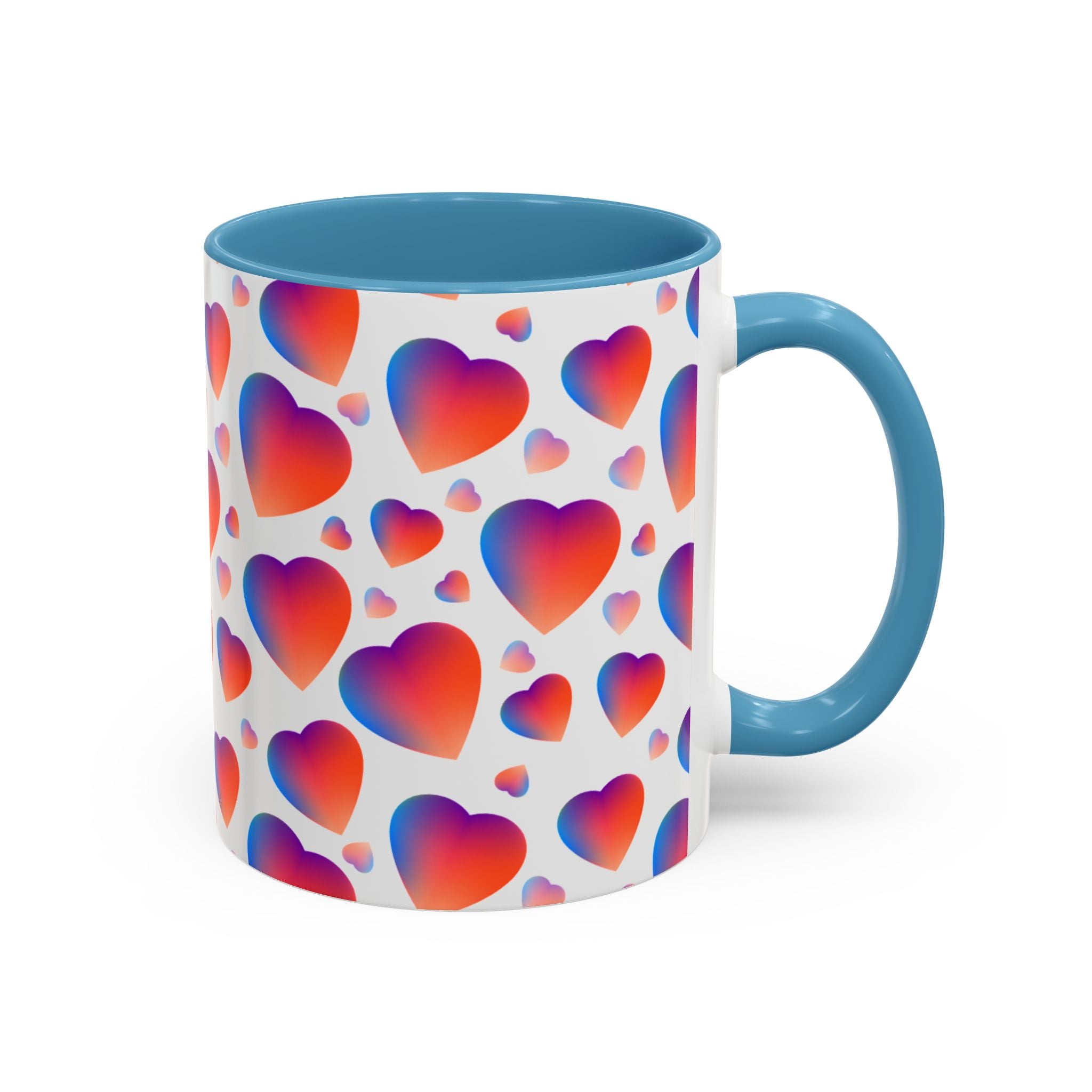 Colorful Fub Heart Accent Coffee Mug – Valentine’s Day Love Gift (11/15 oz)