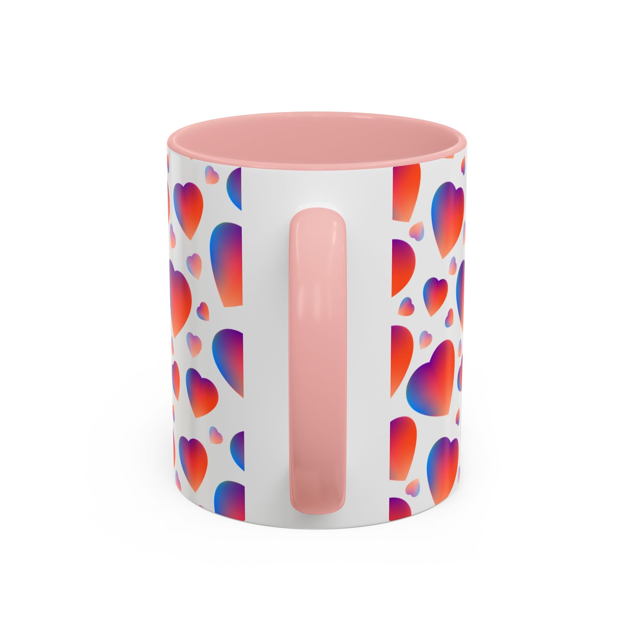 Colorful Fub Heart Accent Coffee Mug – Valentine’s Day Love Gift (11/15 oz)