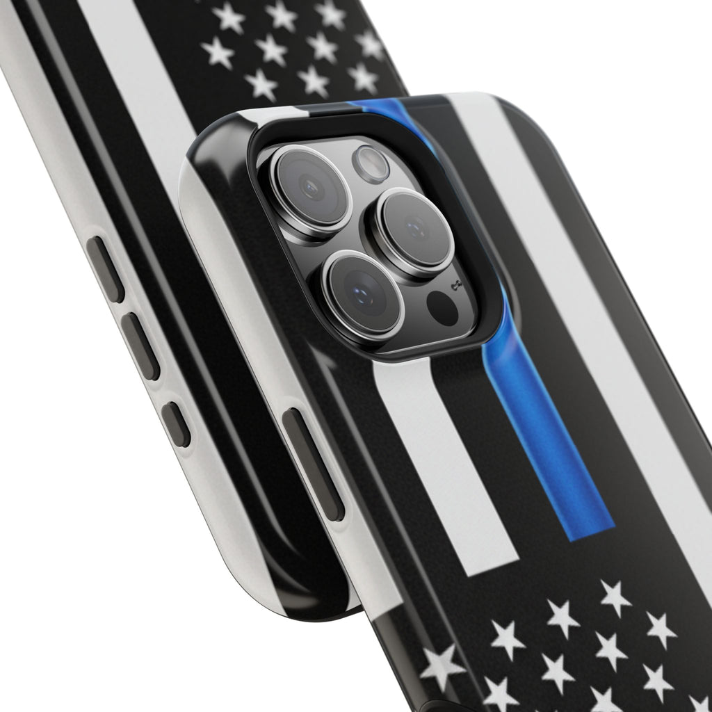 Thin Blue Line Magnetic Phone Case — Impact‑Resistant Protective Cover for iPhone