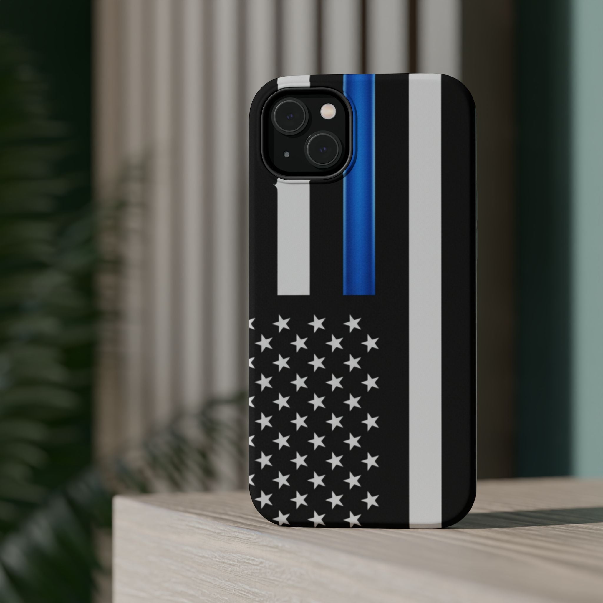 Thin Blue Line Magnetic Phone Case — Impact‑Resistant Protective Cover for iPhone