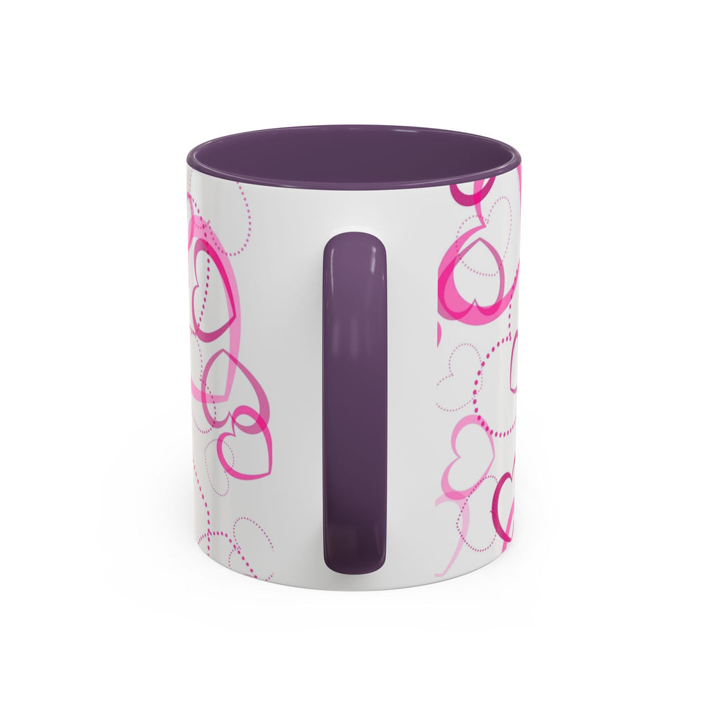 Pink Heart Pattern Accent 11oz & 15oz Coffee Mug