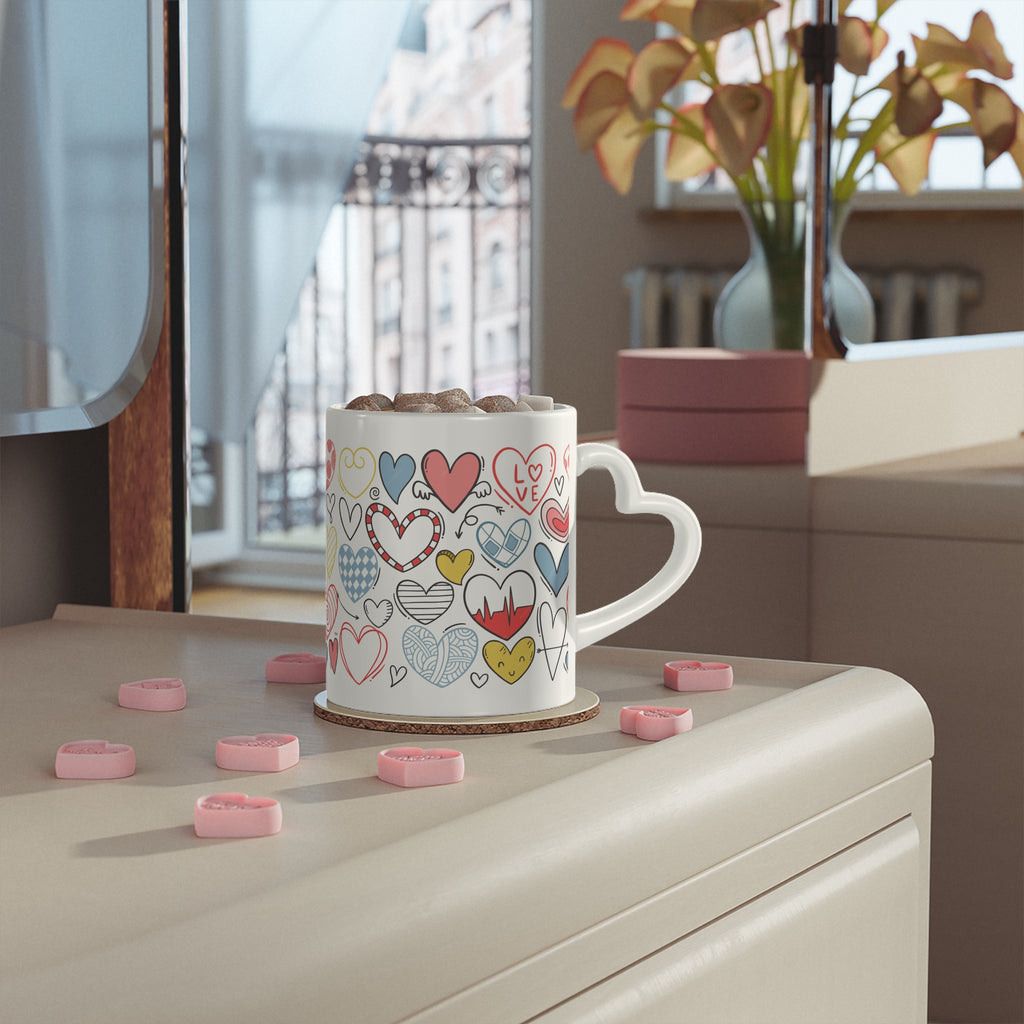 11oz Patchwork Heart-Shaped Handle Mug