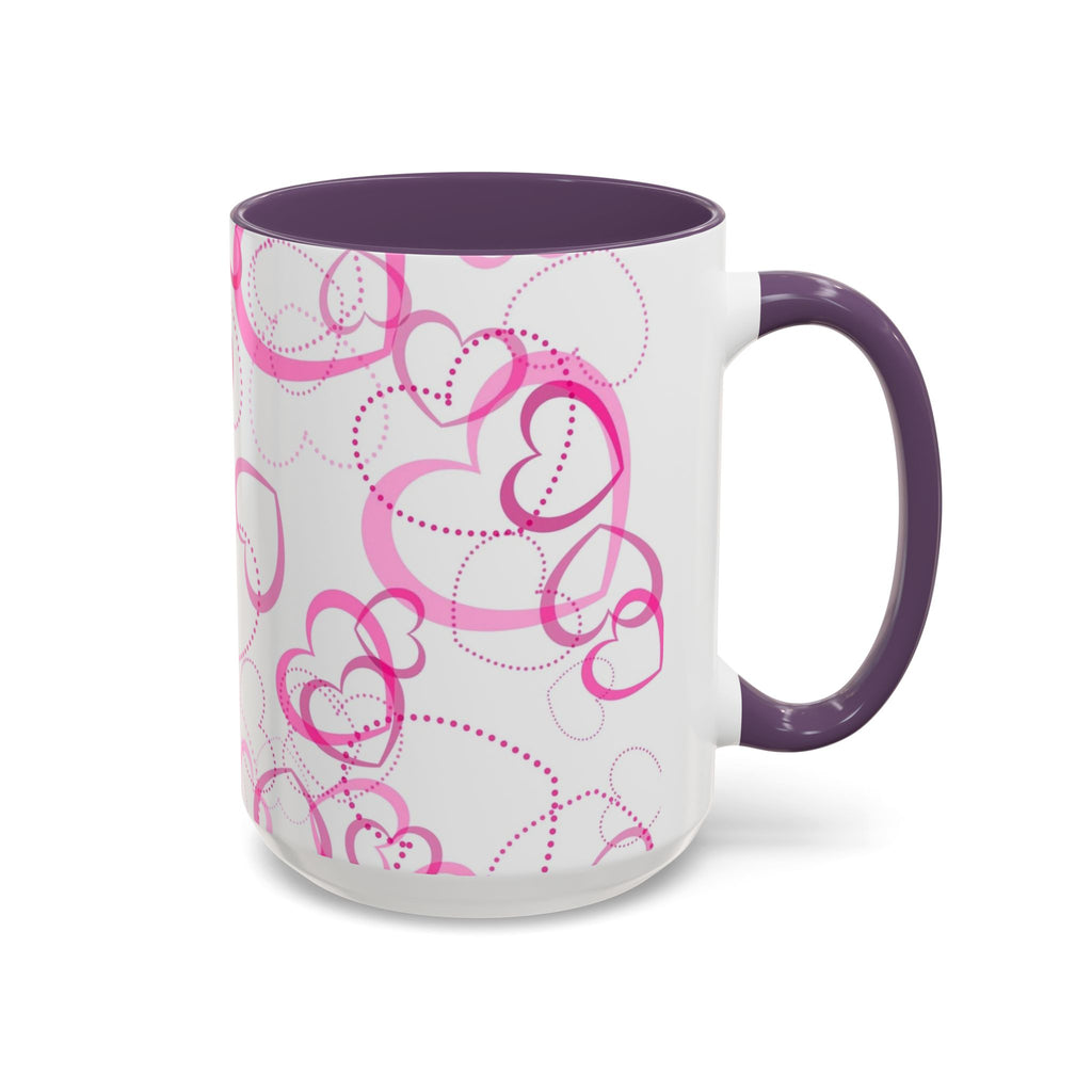 Pink Heart Pattern Accent 11oz & 15oz Coffee Mug