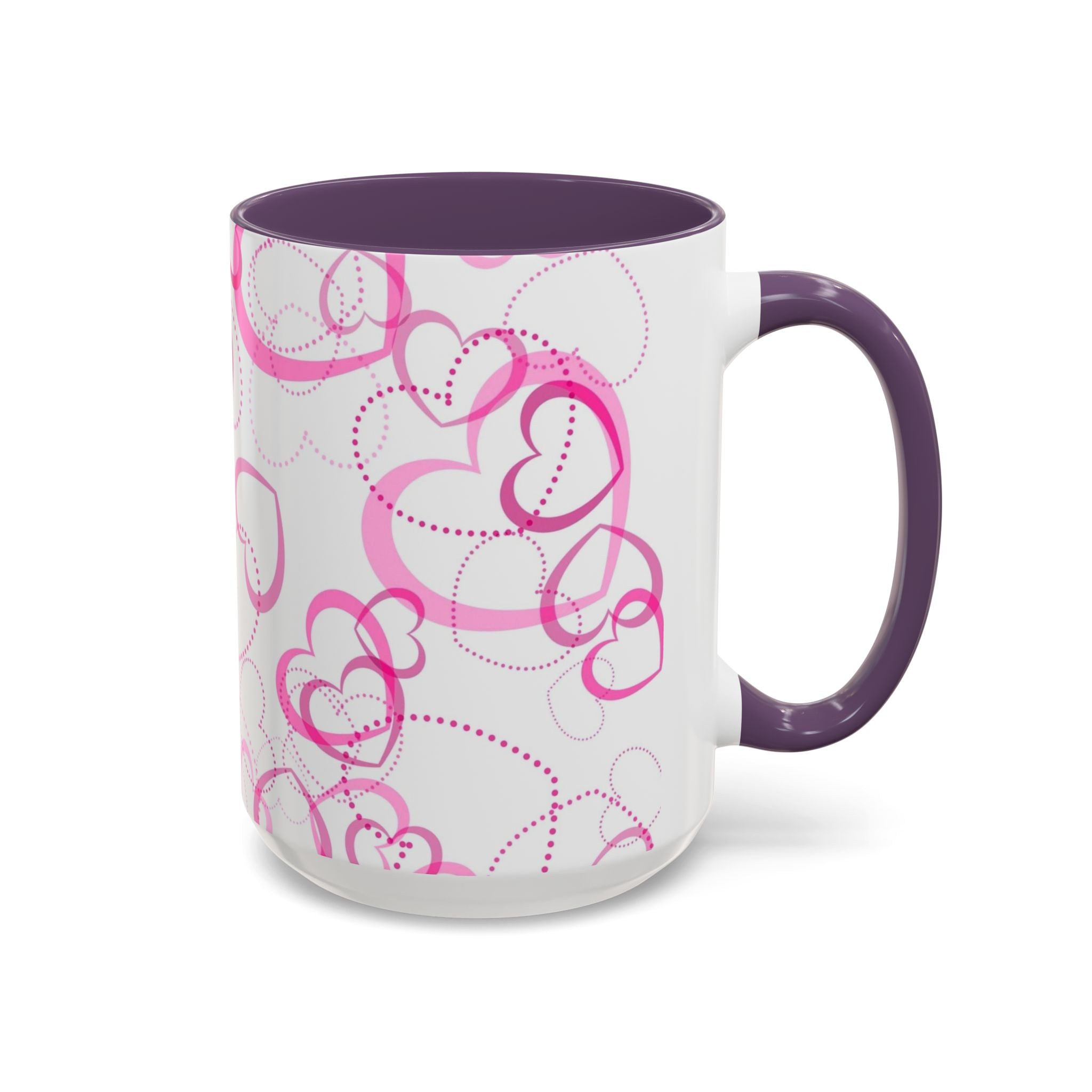 Colorful Heart Accent Coffee Mug – Valentine’s Day Love Gift (11/15 oz)