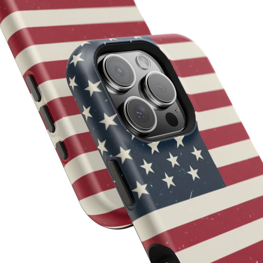 American Flag Magnetic Impact-Resistant Phone Case — USA Stars & Stripes Protection Fits iPhones