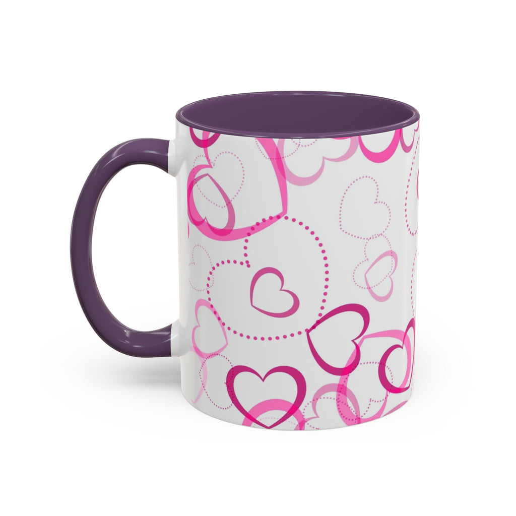 Pink Heart Pattern Accent 11oz & 15oz Coffee Mug