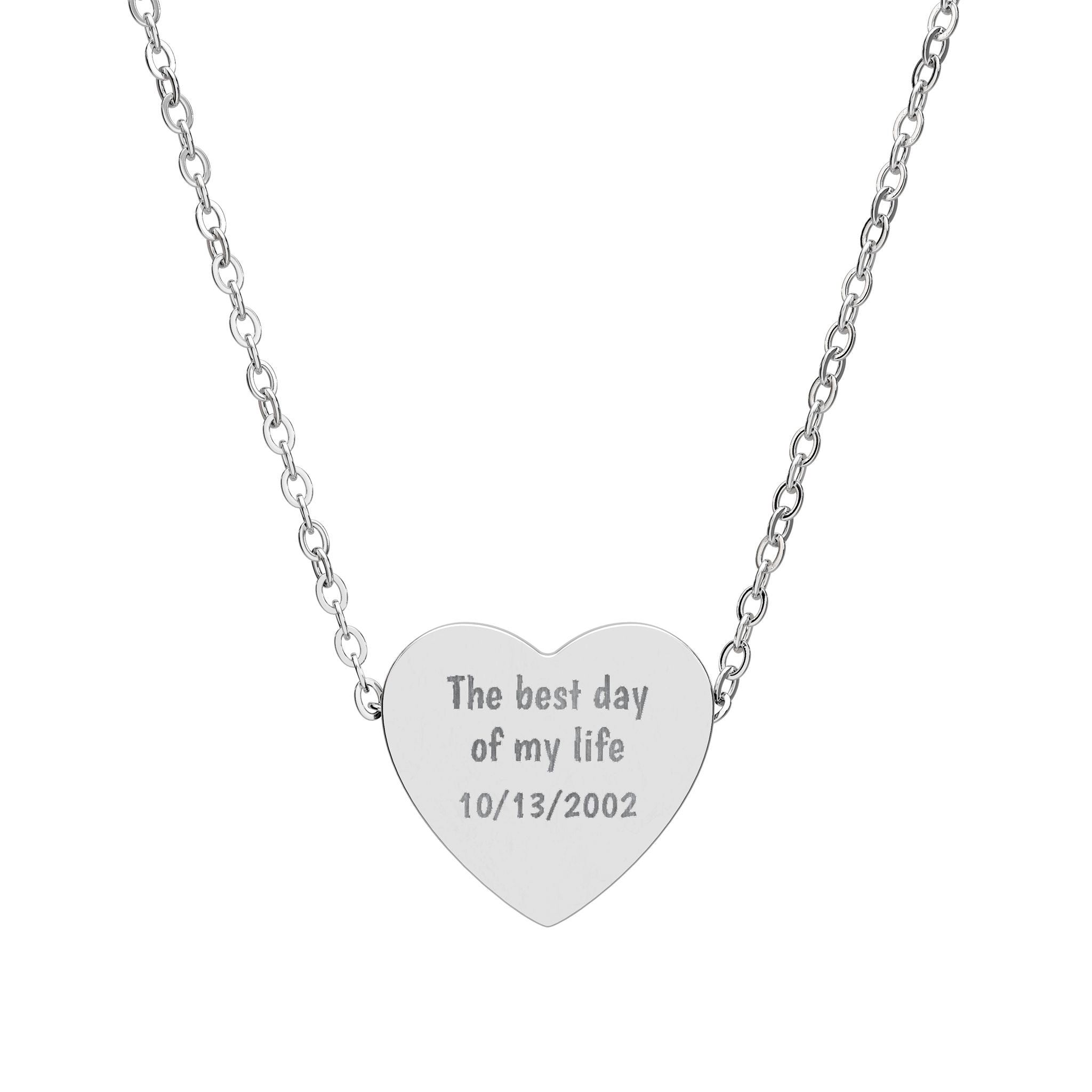 Personalized Engraved Heart Necklace -Silver, Gold or Black- Custom Laser Engraved Pendant for that Special Someone